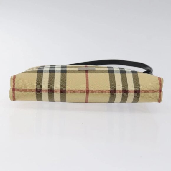 BURBERRY Nova Check Accessory Pouch PVC Beige Silver Auth 118331 - Picture 10 of 14